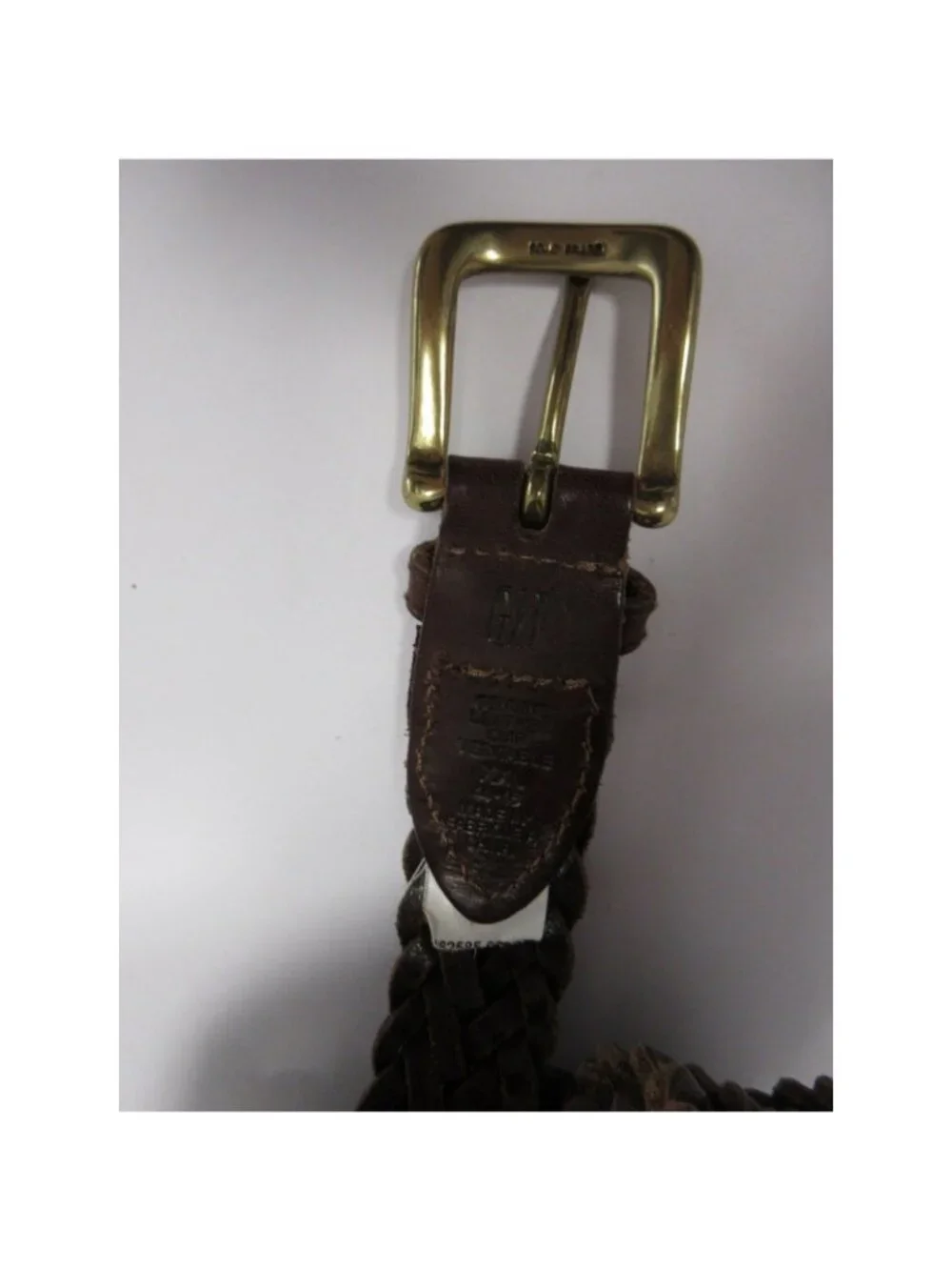 VINTAGE Gap Belt XXL Genuine Leather Braided Brass Buckle Classic